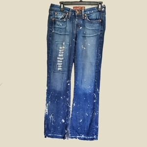 Hint Ripped Paint Spattered Blue Jeans, Size 5